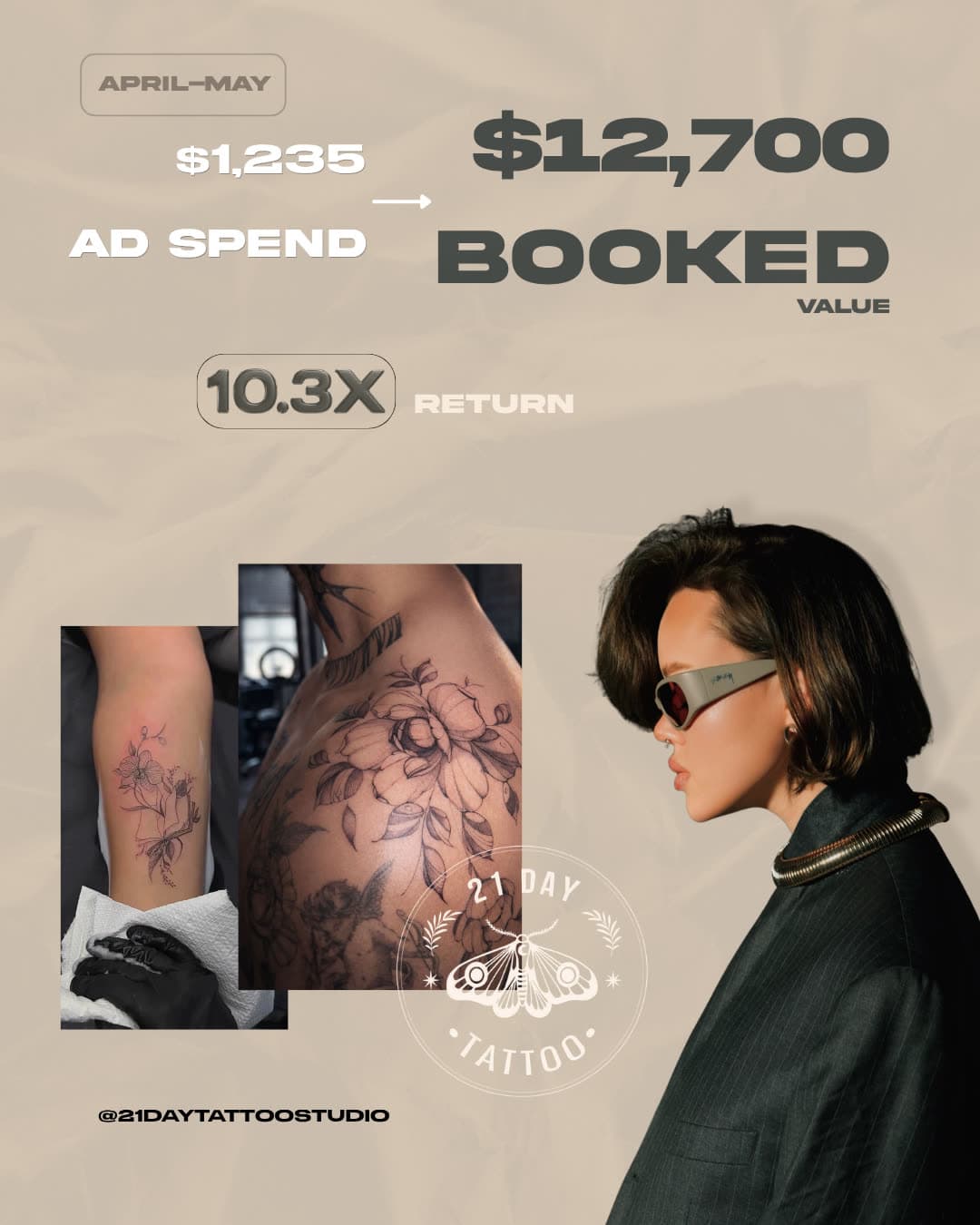 21 Day Tattoo Studio April-May proof carousel cover.